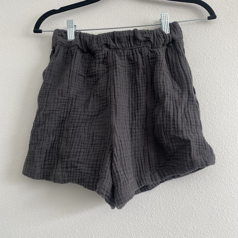 Madewell Shorts Women XXS Black Coal Easy Pull-On Gauzy Cotton Casual Lounge